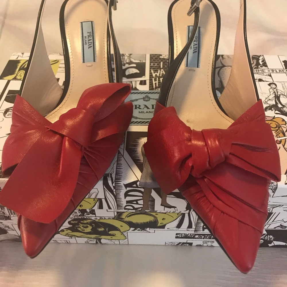 Prada Kitten Heel Sling Back Shoes